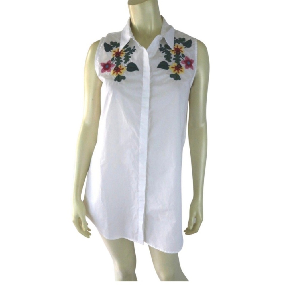 Athena Marie Blouse S M White Cotton Embroidery